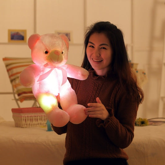 30CM Luminous Plush Toys Light Up LED Colorful Glowing Teddy Bear Stuffed Animal Doll Kids Christmas Gift For Children Girls.