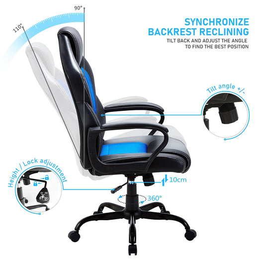 BASETBL Game Office Chair Desk Gaming Chair Ergonomically Leather Adjustable Racing Chair Tasks Swivel Executive Computer Chair