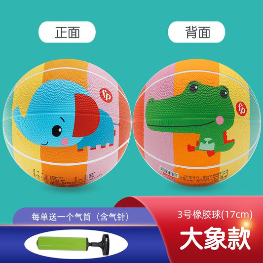 Fisher Price Children's Basketball Kindergarten Rubber Basketball Standard 3 No. 5 Cartoon Basketball Leather Ball Baby Toy Ball