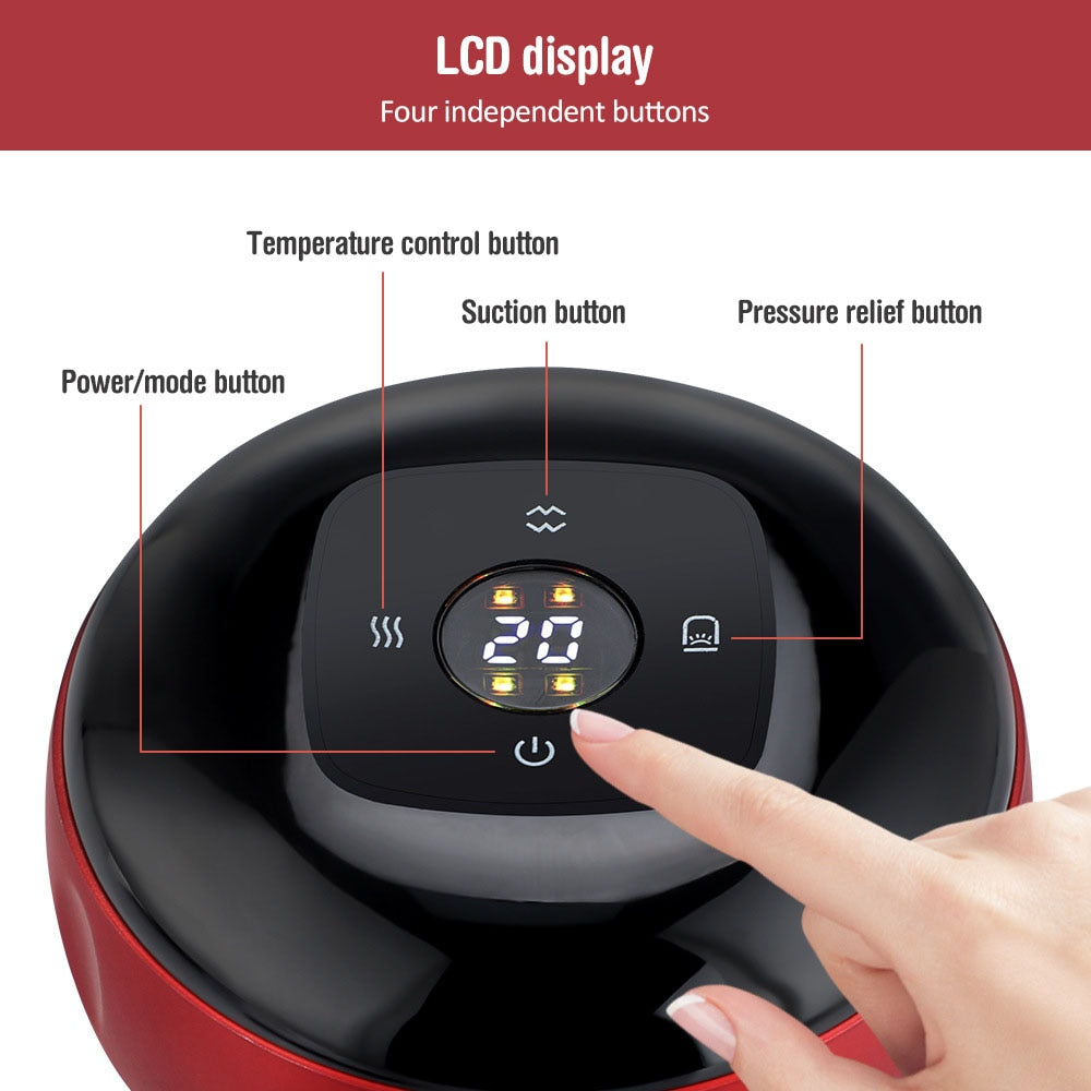 Electric Vacuum Cupping Massage Sunction Slimming Body Massager Device Guasha Anti-Cellulite Heating Negative Pressure Therapy.