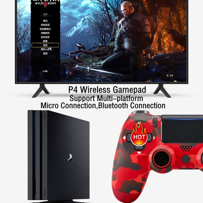 24Colors Bluetooth Double Vibration Controller For PS4 PS3 Wireless Gamepad Joystick For PS4 Games Console USB 6Axis Joypad.