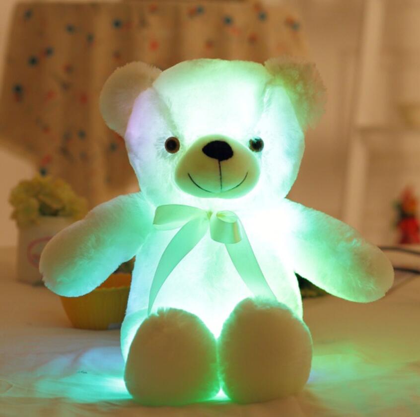 30CM Luminous Plush Toys Light Up LED Colorful Glowing Teddy Bear Stuffed Animal Doll Kids Christmas Gift For Children Girls.