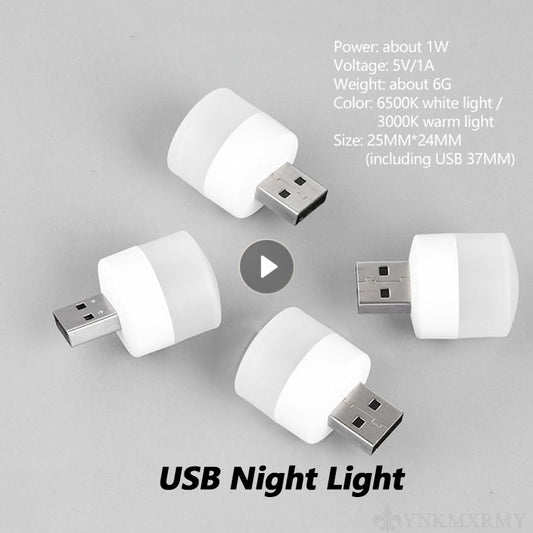 USB Plug Lamp Computer Mobile Power Charging USB Small Book Lamps LED Eye Protection Reading Light Small Round Light Night Light.