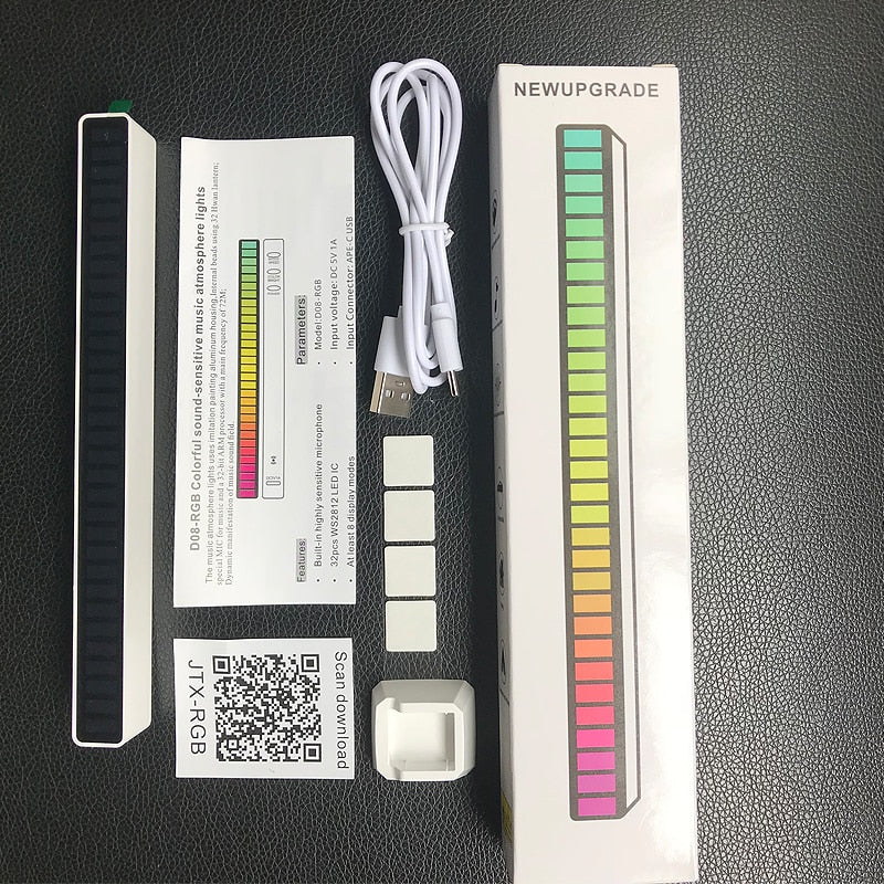 LED Light Bar Ambient RGB Sound Control App Control Pickup Voiceactivated Rhythm Lights Color Ambient Car Party Lamps of Music.