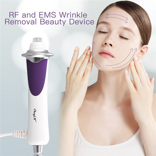 CkeyiN RF EMS Facial Oxygen Injection Machine Microcurrent Face Lifting Red Light Warm Wrinkle Removal Anti-Aging Beauty Device.