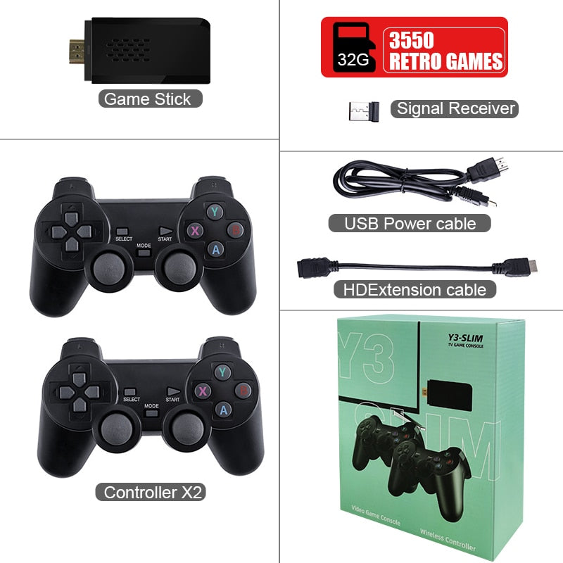 DATA FROG 4K HD Video Game Console 2.4G Double Wireless Controller For PS1/FC/GBA Retro TV Dendy Game Console 10000 Games Stick.
