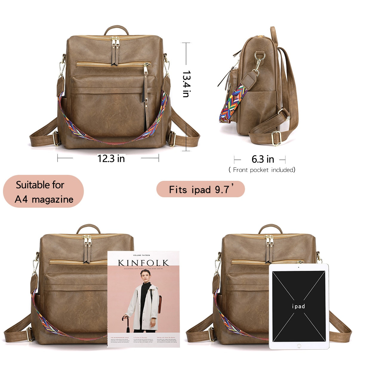 Retro Large capacity Backpack Women PU Leather Rucksack Women's Knapsack Travel Backpacks Shoulder School Bags Mochila Back Pack