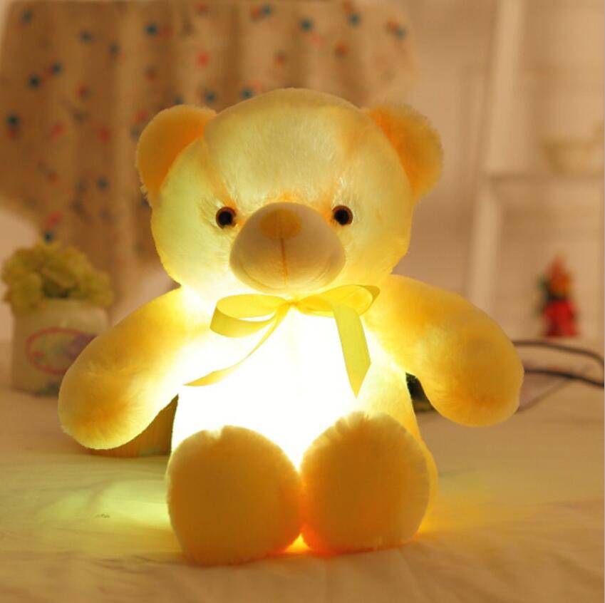 30CM Luminous Plush Toys Light Up LED Colorful Glowing Teddy Bear Stuffed Animal Doll Kids Christmas Gift For Children Girls.