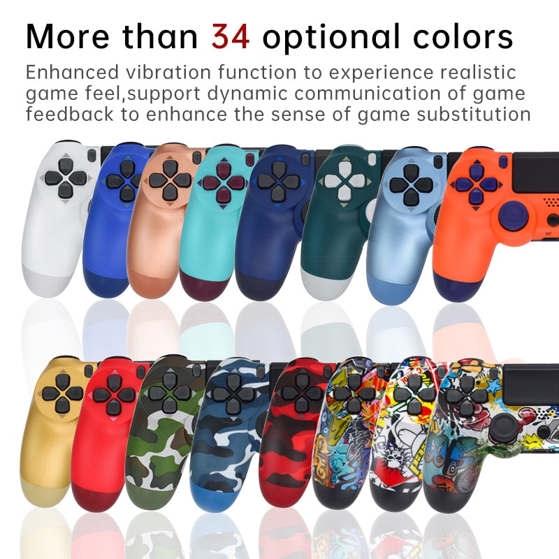 24Colors Bluetooth Double Vibration Controller For PS4 PS3 Wireless Gamepad Joystick For PS4 Games Console USB 6Axis Joypad.