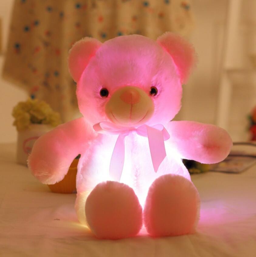 30CM Luminous Plush Toys Light Up LED Colorful Glowing Teddy Bear Stuffed Animal Doll Kids Christmas Gift For Children Girls.