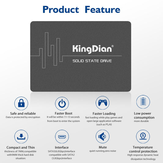 KingDian 2.5 SATA SSD 120GB 240GB 480GB 1TB 2TB HD HDD SSD Internal Solid State Disk Hard Drive for Desktop Laptop PC.