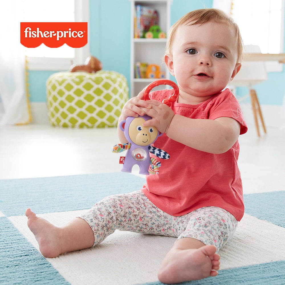Fisher Price Monkey Rattle Infant Rattle Baby hand Bell Toy Plush Animals Gifts Toys Mobile Baby Bed Chimes Rattles Bell DYF91