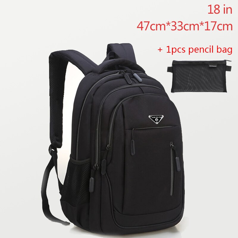 Large Capacity Backpack Men Laptop Backpacks 15.6 Oxford Black Solid Big High School Bags Teen College Boy Gril Student Backpack.