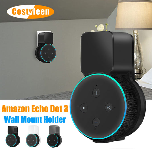 Echo Dot Wall Mount Holder, Speaker Hanger Space-Saving Accessories Built-in Cable Manageme for Echo Dot 3 Speaker US EU Plug.