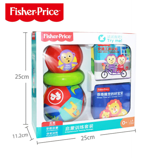 Fisher Price Massage Training Sensory Ball Set Baby Hand Grip Ball Leather Ball Pinch Call Rattles Baby Toys Gift Box