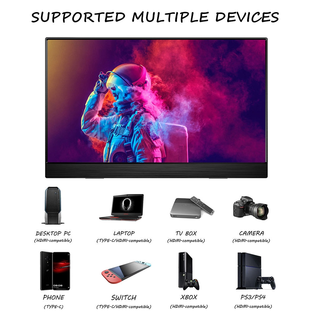 15.6inch Portable Monitor Touchscreen 1080P HDR IPS Panel Game Monitor USBC HDMI-compatibe for Smartphone Laptop Switch PS4 XBOX