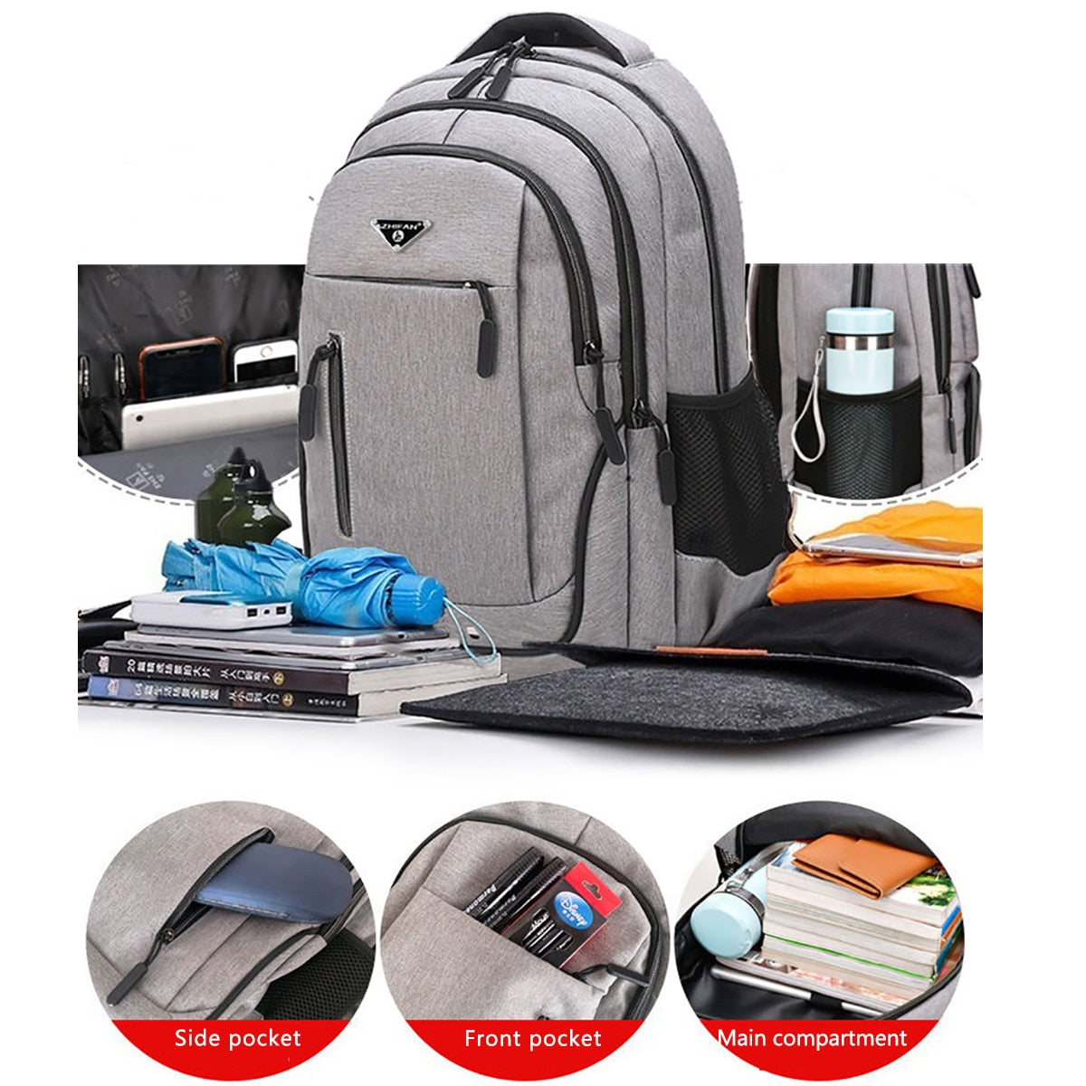 Large Capacity Backpack Men Laptop Backpacks 15.6 Oxford Black Solid Big High School Bags Teen College Boy Gril Student Backpack.