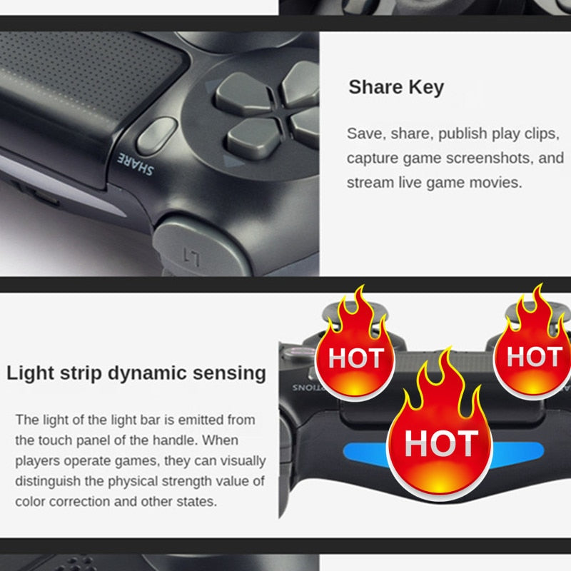 24Colors Bluetooth Double Vibration Controller For PS4 PS3 Wireless Gamepad Joystick For PS4 Games Console USB 6Axis Joypad.