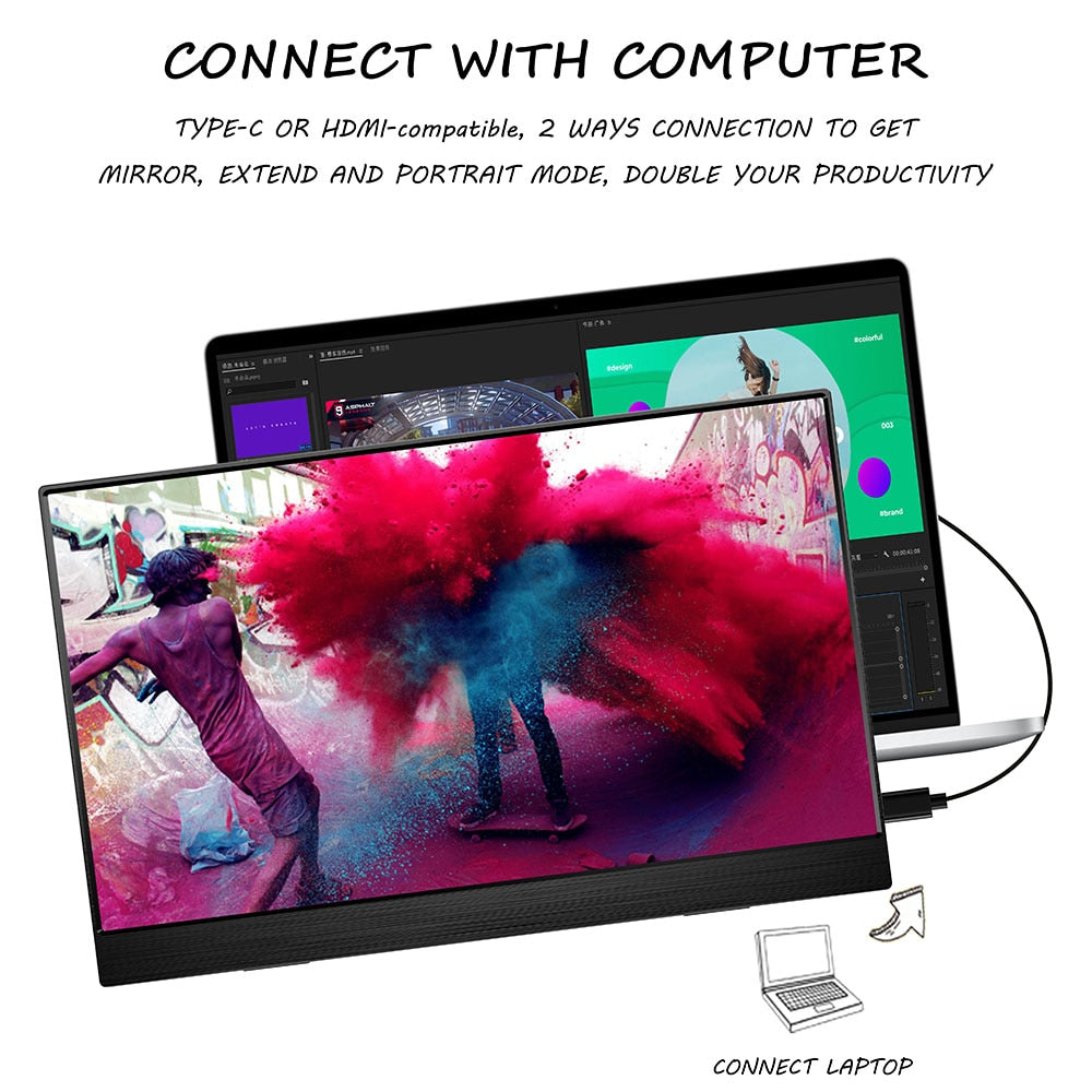 15.6inch Portable Monitor Touchscreen 1080P HDR IPS Panel Game Monitor USBC HDMI-compatibe for Smartphone Laptop Switch PS4 XBOX
