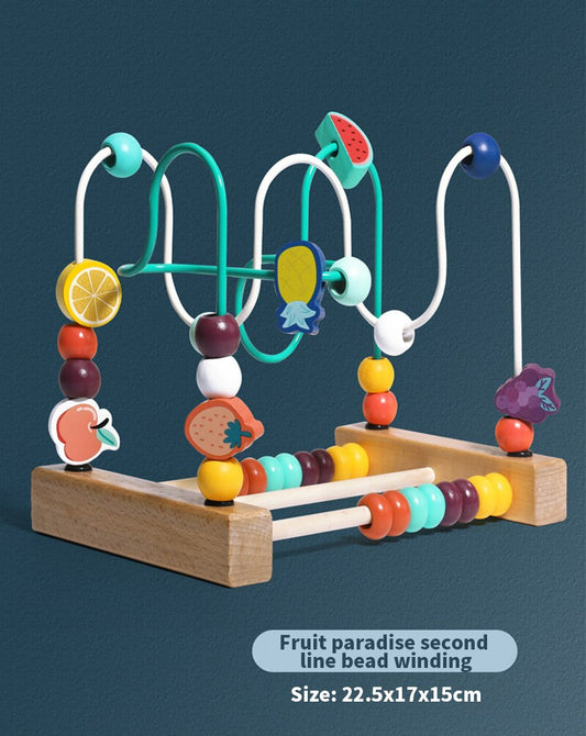 Baby Montessori Educational Toy Wooden Circles Bead Wire Maze Roller Coaster Abacus Puzzle Toys 3+ Kids Early Education Toy Gift