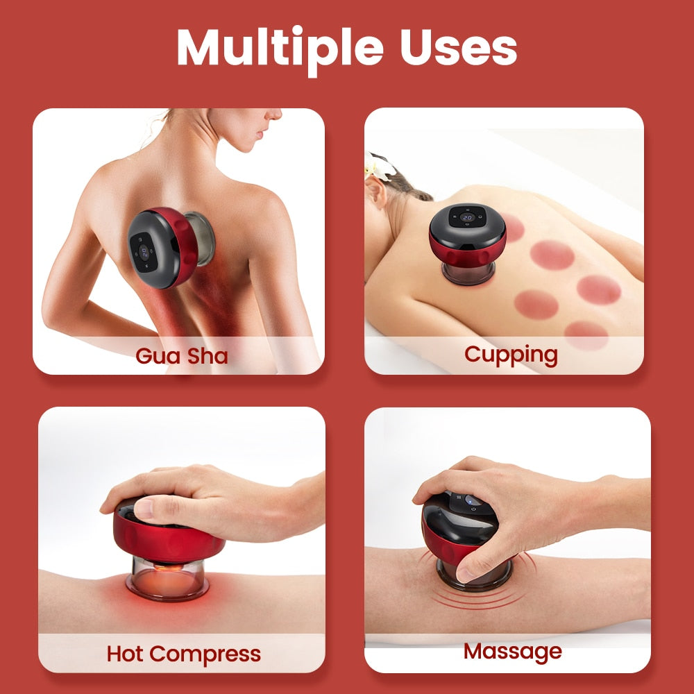 Electric Vacuum Cupping Massage Sunction Slimming Body Massager Device Guasha Anti-Cellulite Heating Negative Pressure Therapy.