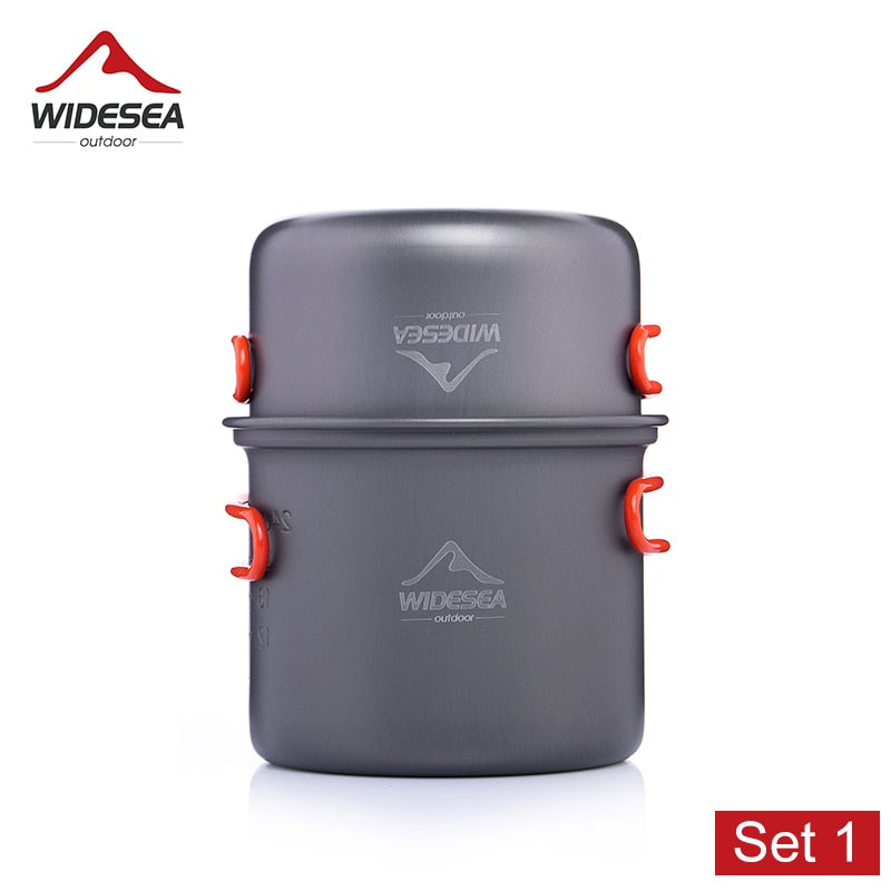 Widesea Camping Cookware Outdoor Cooking Set Tableware Tourist Kitchen Camping Pot Heat Exchange Cooker Travel Utensil Equipment