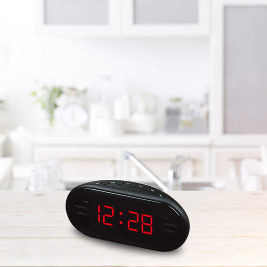 2020 New AC 220v/ 50hz AM/FM LED Clock Electronic Desktop Alarm Clock Digital Table Radio Gift Home Office Supplies EU Plug.