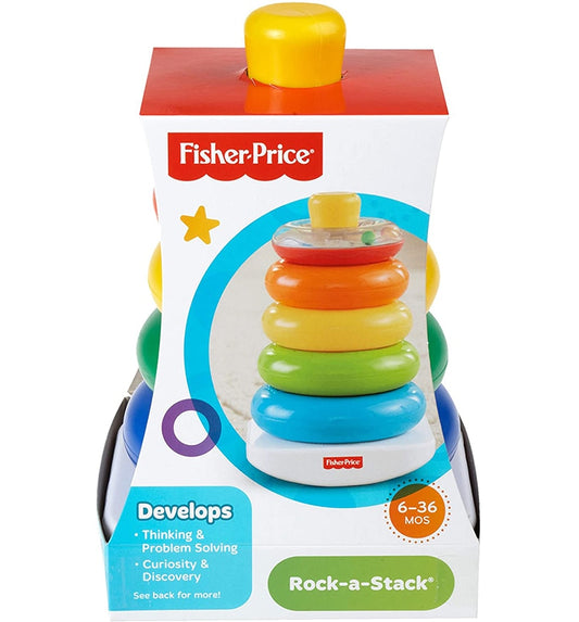 Original Fisher Price Brand Brilliant Basics Rock-a-Stack Learning And Education Kid Toys Baby Building N8248 Colorful PlaySet