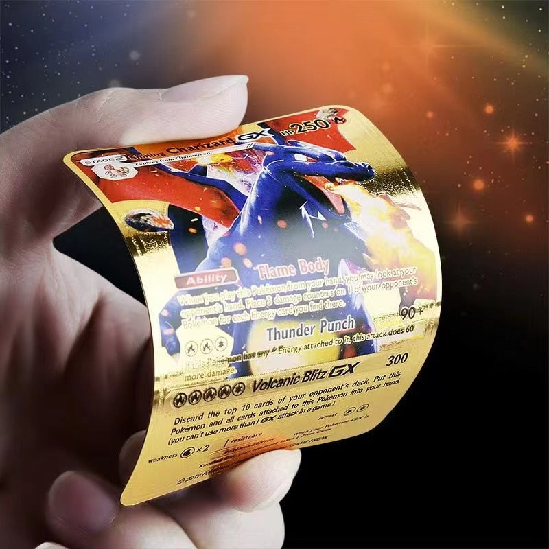 New Pokemon Cards Metal Gold Vmax GX Energy Card Charizard Pikachu Rare Collection Battle Trainer Card Child Toys Gift.