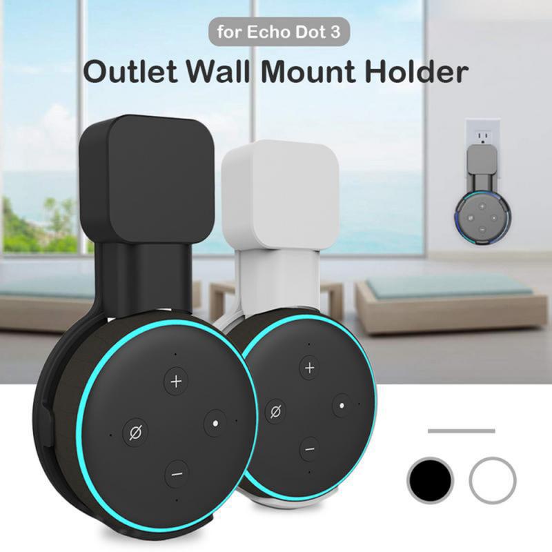 For Amazon Alexa Echo Dot 3rd Generation Outlet Wall Mount Compact Hanger Holder Stand Space Saving Bracket Plug In Bedroom.