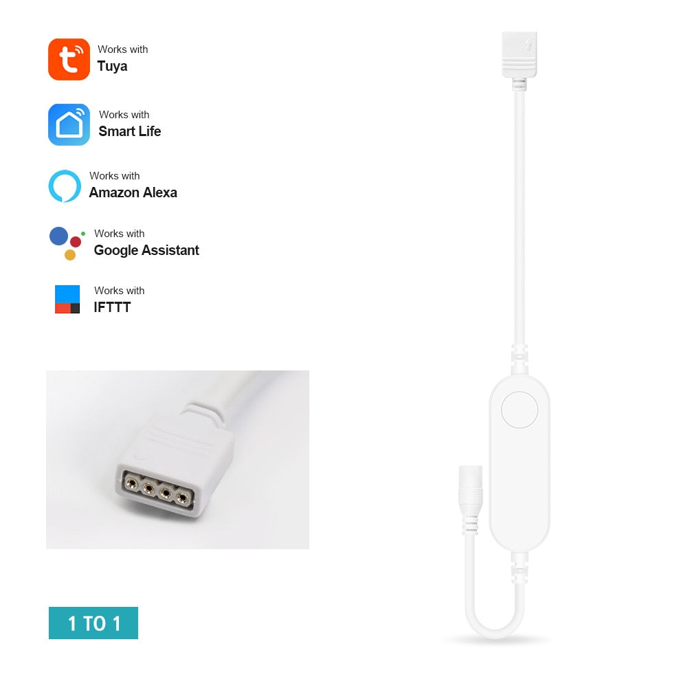 Tuya Smart Life LED Strip Light Contoller Wifi Remote Control USB 5V DC12V-24V RGB Led Controller Work With Alexa  Echo Google.