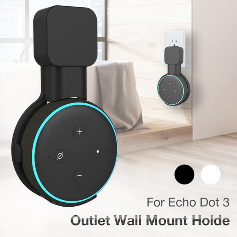 For Amazon Alexa Echo Dot 3rd Generation Outlet Wall Mount Compact Hanger Holder Stand Space Saving Bracket Plug In Bedroom.