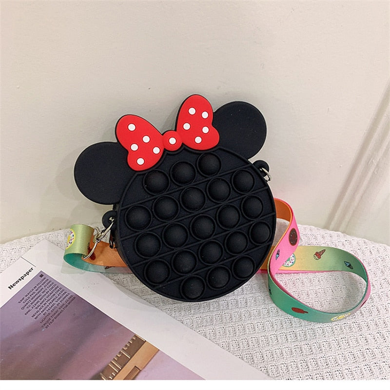 Pop It Minnie Toys Cute Color Bow Push Bubble Anti Stress Children Bags Women Antistress Popit Squishy Squeeze Toy Girls Gifts.