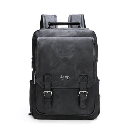 JEEP BULUO  Men Leather Backpacks Travel Multi Male Mochila Military camouflage style Men 15.6&quot; Laptop School Bag College style