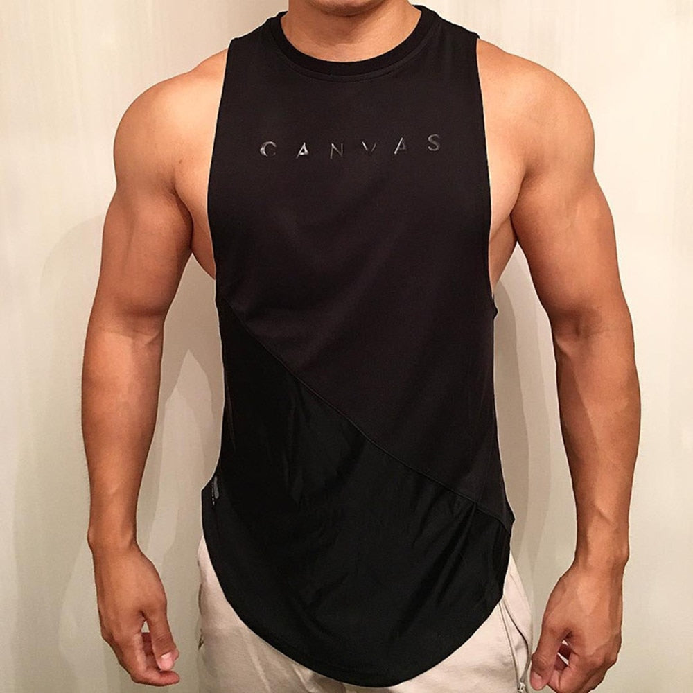 NEW Bodybuilding Sporty Tank Tops Men Gyms Fitness Workout Sleeveless Shirt Male Stringer Singlet Summer Casual Loose Undershirt