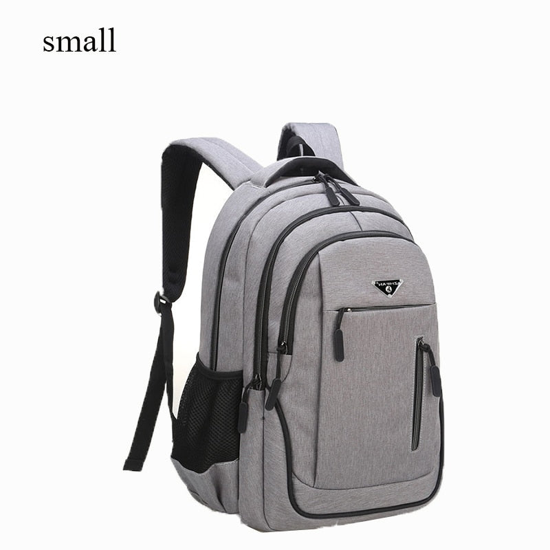 Big Capacity Men Backpack Laptop 15.6 Oxford Gray Solid High School Bags Teen College Student Back Pack Multifunctional Bagpack.