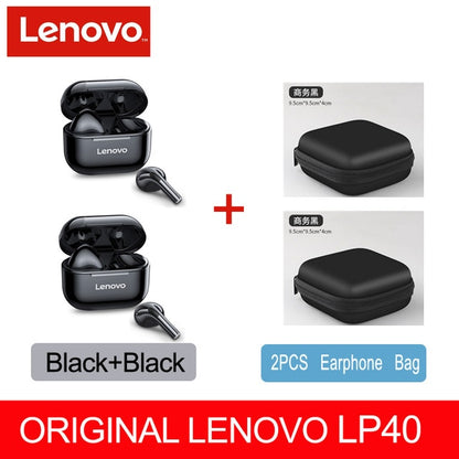 NEW Original Lenovo LP40 TWS Wireless Earphone Bluetooth5.0 Dual Stereo Noise Reduction Bass Touch Control Long Standby Earbuds.