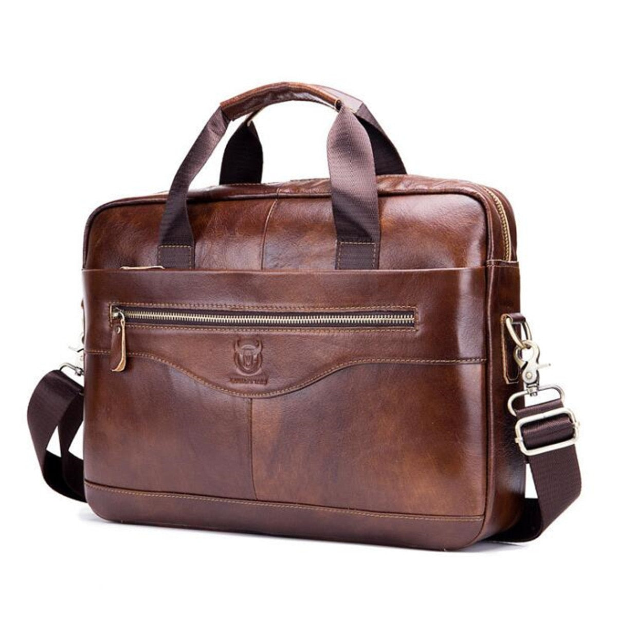 Men Briefcases Lawyer Genuine Leather Handbag Vintage Laptop Briefcase Male Computer Shoulder Bags Casual Men&#39;s Bag Documents.