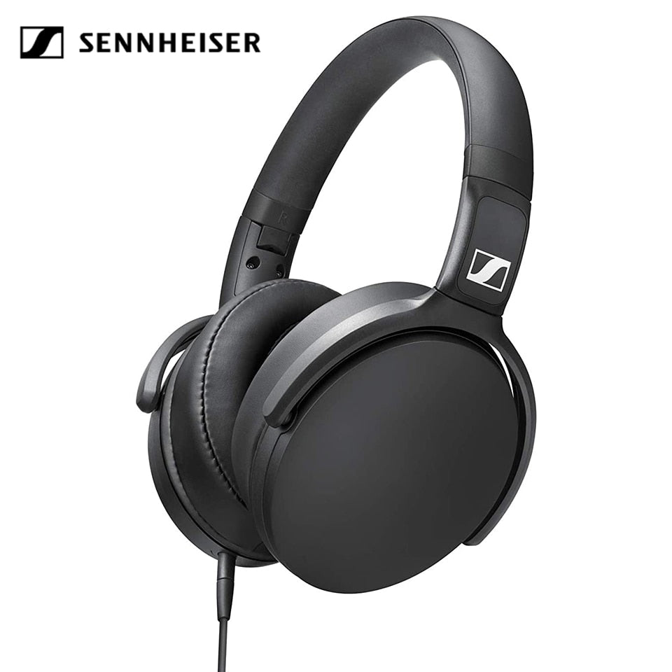 Sennheiser HD 400S Around-Ear Headphones Noise Isolation Earphone Stereo Music Foldable Sport Headset Deep Bass for Mobile Phone.
