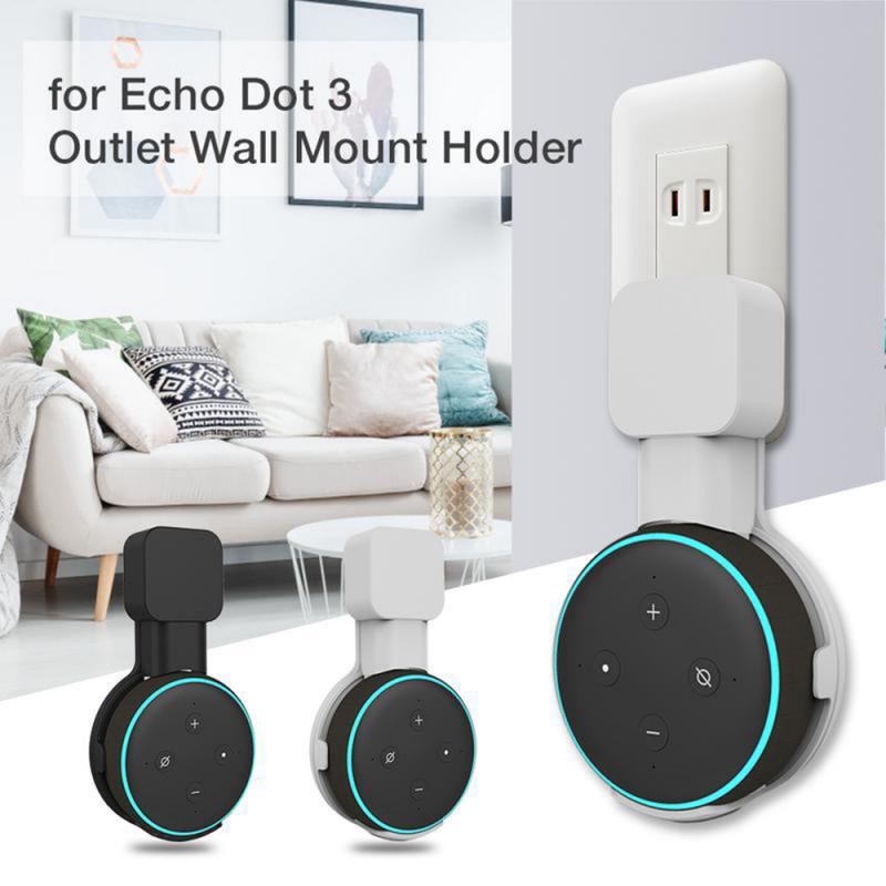 For Amazon Alexa Echo Dot 3rd Generation Outlet Wall Mount Compact Hanger Holder Stand Space Saving Bracket Plug In Bedroom.