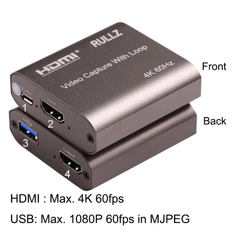 4K Graphics Capture Card HDMI To USB 2.0 3.0 Video Recording Box fr PS4 PC Phone Game Live Streaming Plate Camera Video Recorder.