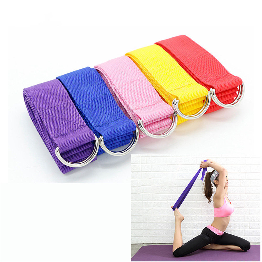 180cm Multicolors Yoga Stretch Strap D-Ring Belt Fitness Exercise Gym Rope Figure Waist Leg Resistance Fitness Bands Yoga Belt