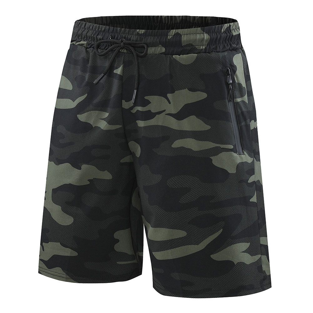 Men&#39;s Shorts Fitness Shorts Running Sports Men&#39;s Fitness Shorts Camouflage Zipper Pocket Sports Shorts