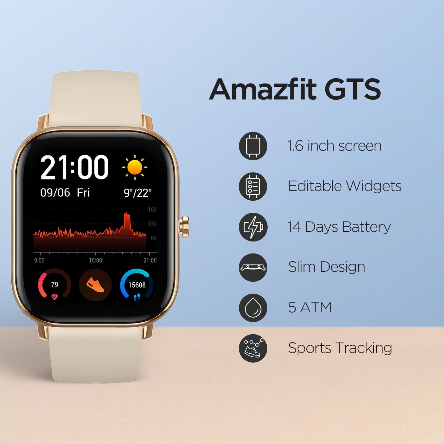 Amazfit GTS Stock Global Version Smart Watch 5ATM Waterproof Swimming Smartwatch 14DaysBattery.