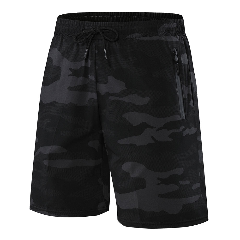 Men&#39;s Shorts Fitness Shorts Running Sports Men&#39;s Fitness Shorts Camouflage Zipper Pocket Sports Shorts