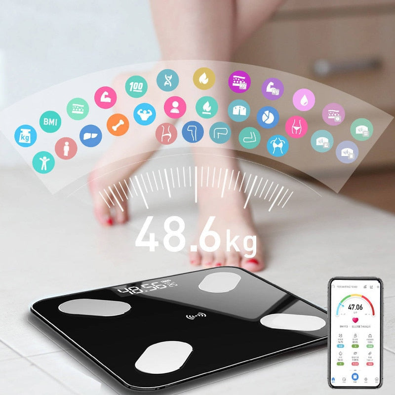 Bluetooth Body Fat Scale BMI Scale Smart Electronic Scales LCD Digital Bathroom Weight Scale Balance Body Composition Analyzer.