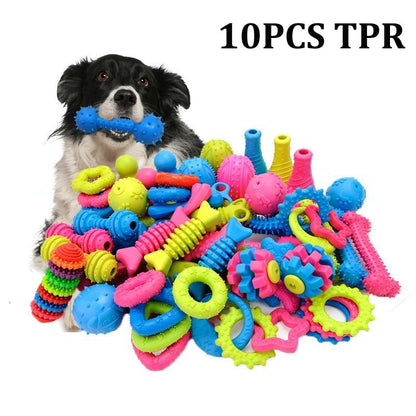 10PCS Randomly Puppy Pet Toys For Small Dogs Rubber Resistance To Bite Dog Toy Teeth Cleaning Chew Training Toys Pet Supplies