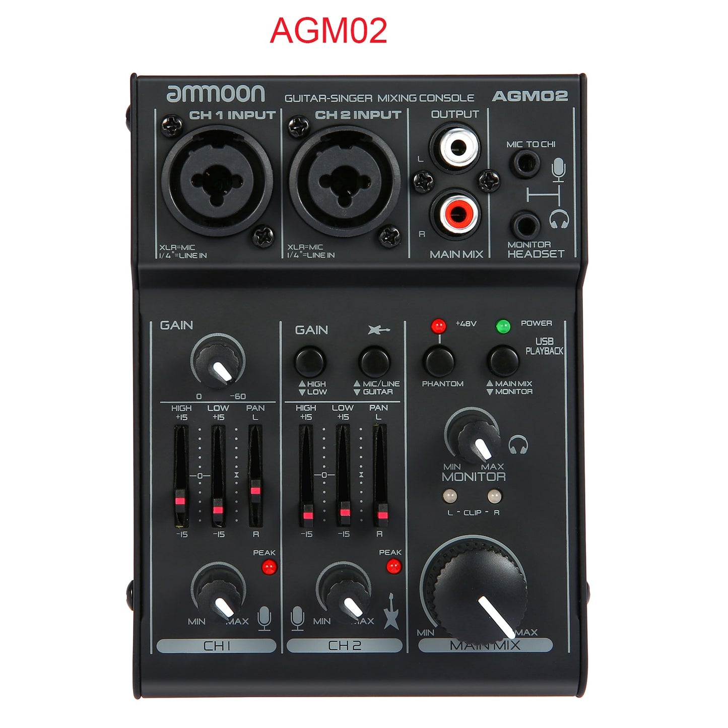 ammoon Digital Audio Mixer professional Mixing Console Mini 4-Channel 2-band EQ Built-in 48V Phantom Power 5V USB Powered mixer