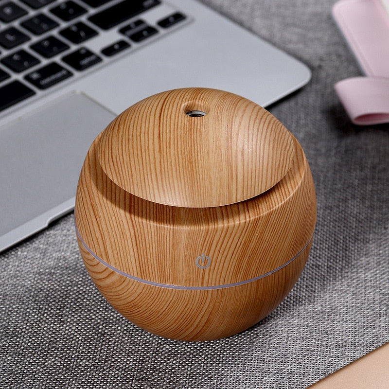 Mini Air Humidifier Ultrasonic USB Aroma Diffuser Wood Grain LED Night Light Electric Essential Oil Diffuser Aromatherapy Home.