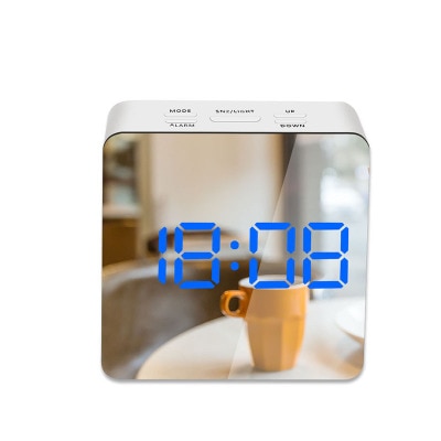 LED Mirror Alarm Clock Digital Snooze Table Clock Wake Up Light Electronic Large Time Temperature Display Home Decoration Clock.